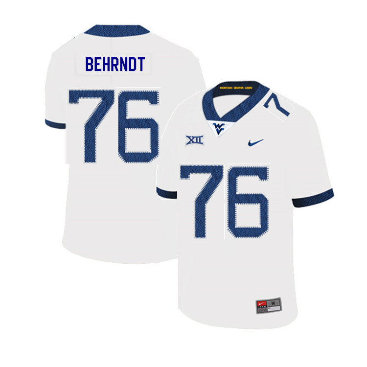 2019 Men #76 Chase Behrndt West Virginia Mountaineers College Football Jerseys Sale-White - Click Image to Close